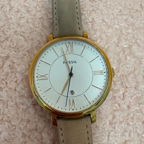Fossil Brand Womens Stainlesss Steel Beige Watch Gold Tone ES3988 - Picture 1 of 4